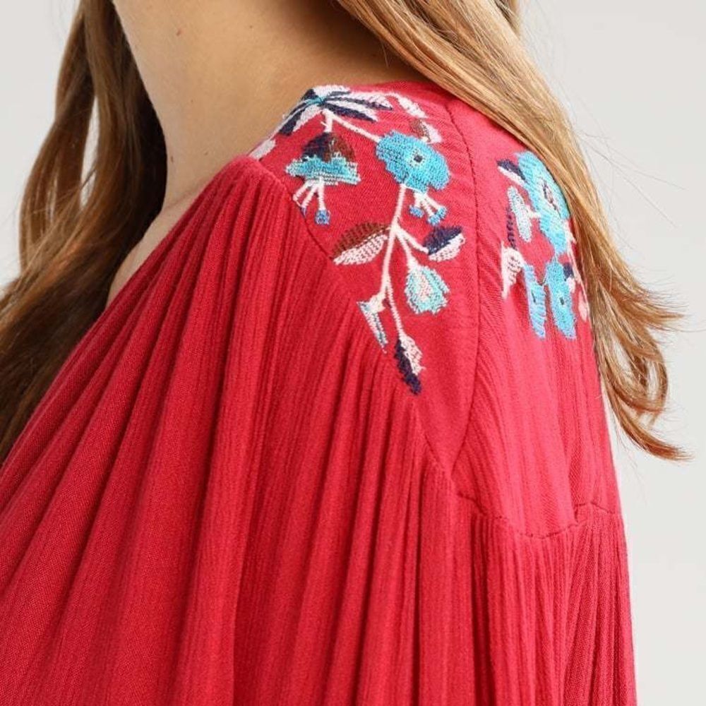 Free People Mini Dress Te Amo Floral Butterfly Sleeve Flow embroidered lined S - Picture 4 of 16